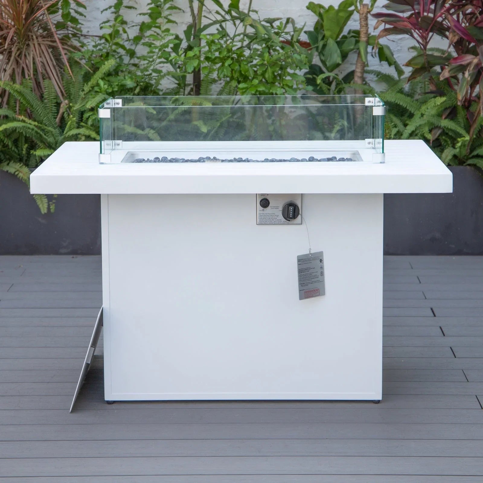 Chelsea Patio Modern Black Aluminum Propane Fire Pit Table - Elax Furniture