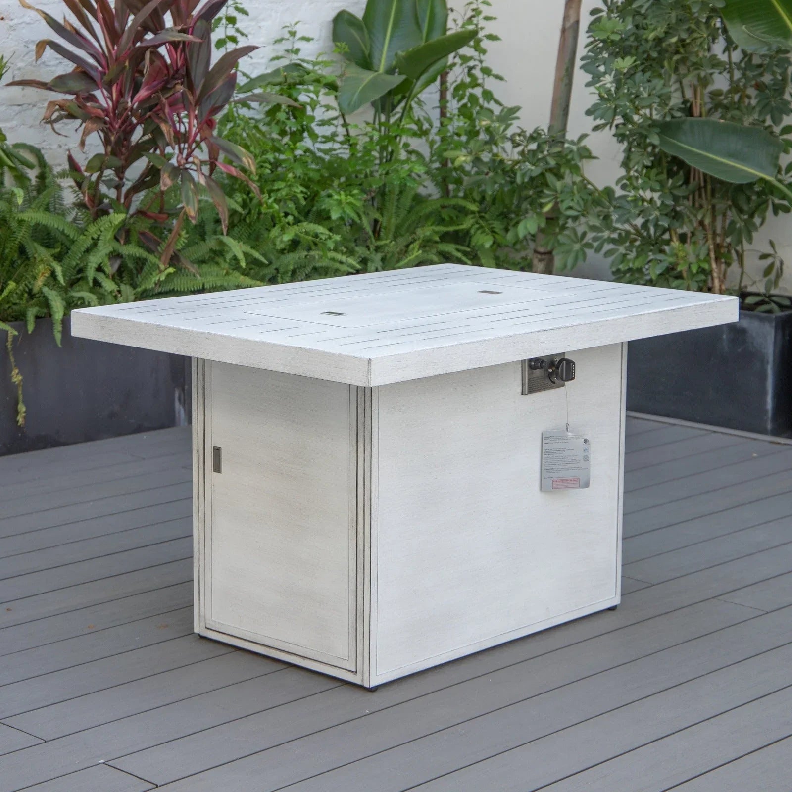 Chelsea Patio Modern Black Aluminum Propane Fire Pit Table - Elax Furniture