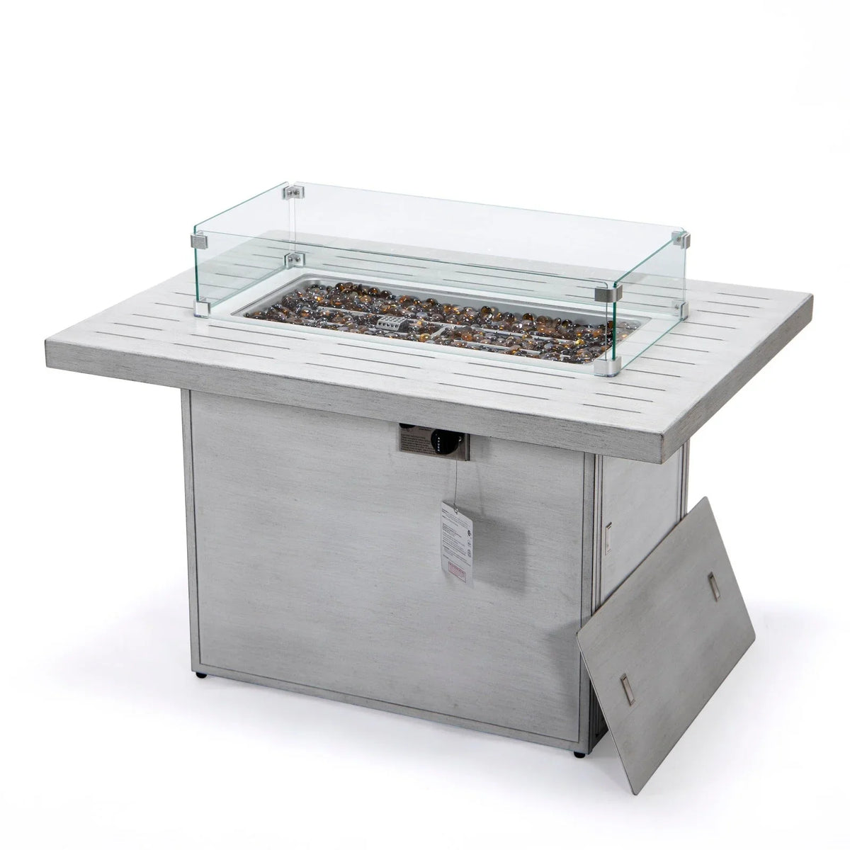 Chelsea Patio Modern Black Aluminum Propane Fire Pit Table - Elax Furniture