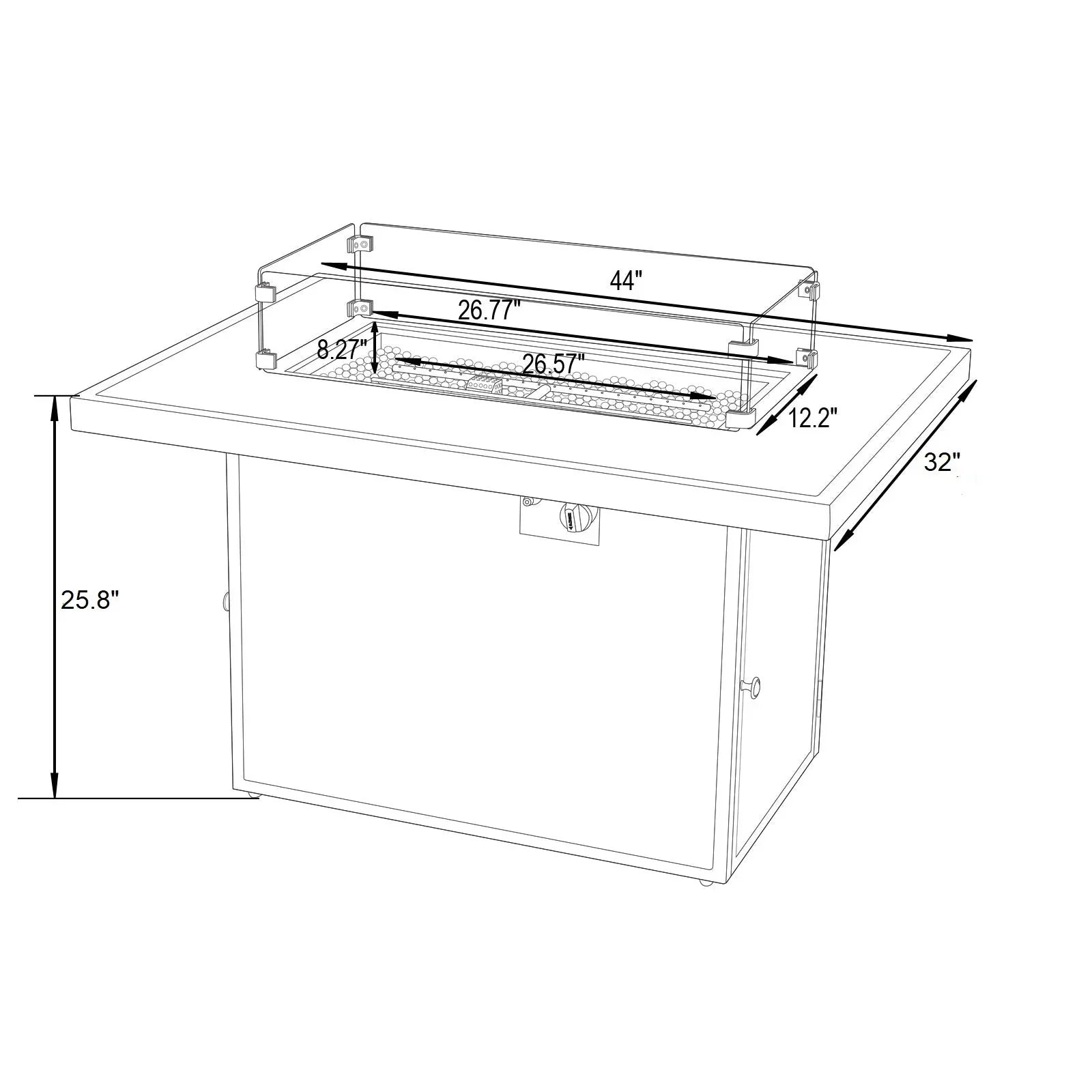 Chelsea Patio Modern Black Aluminum Propane Fire Pit Table - Elax Furniture