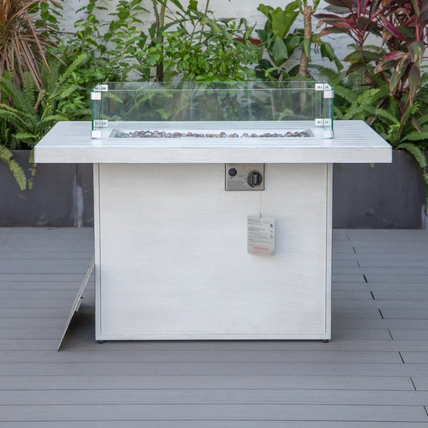 Chelsea Patio Modern Black Aluminum Propane Fire Pit Table - Elax Furniture