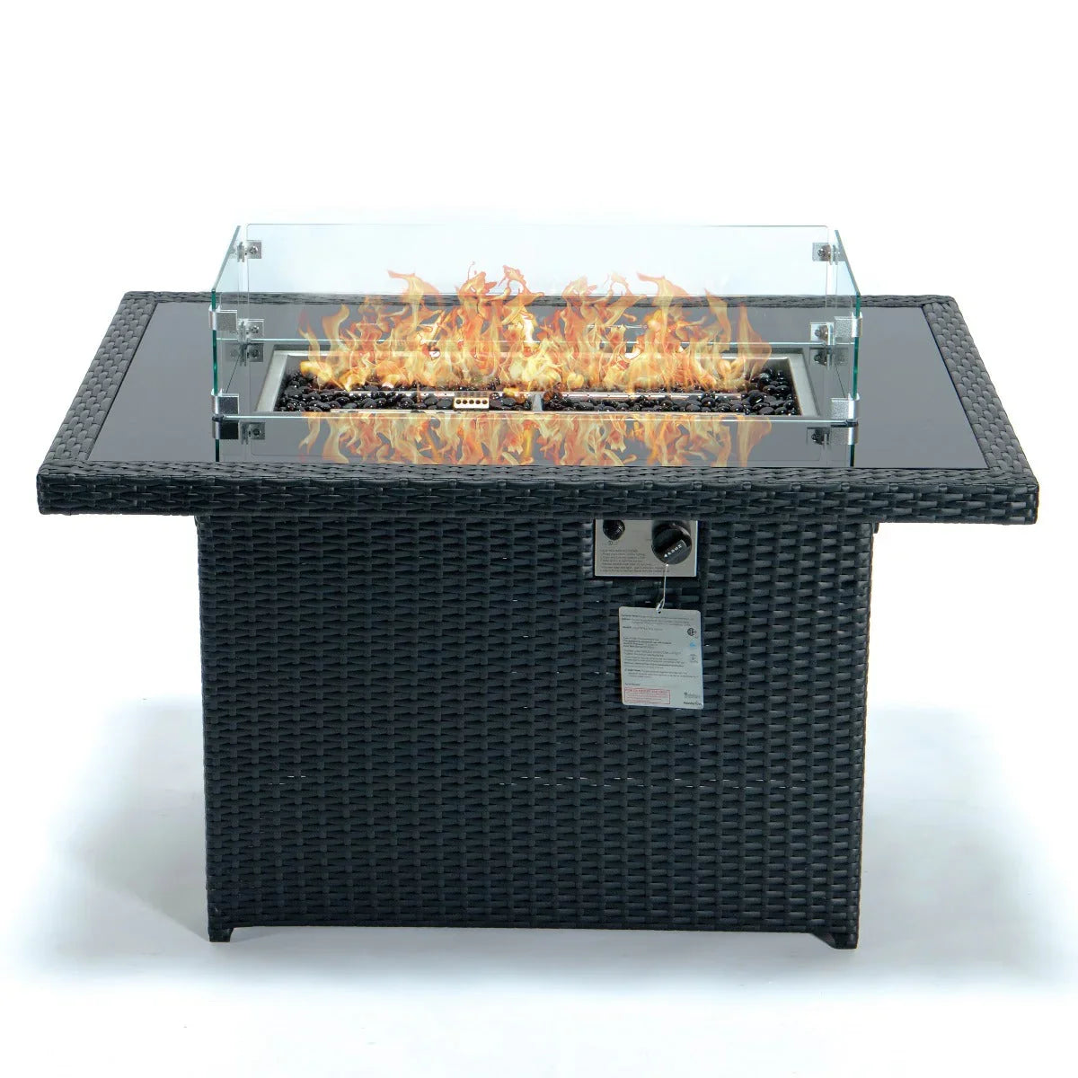 Mace Patio Modern Wicker Propane Fire Pit Table - Elax Furniture