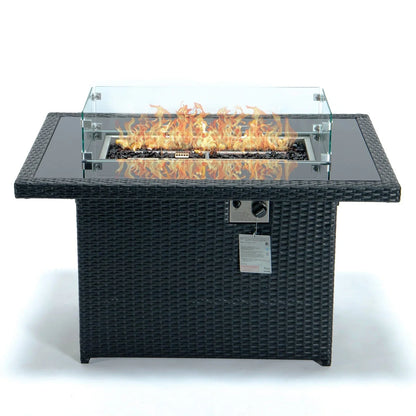 Mace Patio Modern Wicker Propane Fire Pit Table - Elax Furniture
