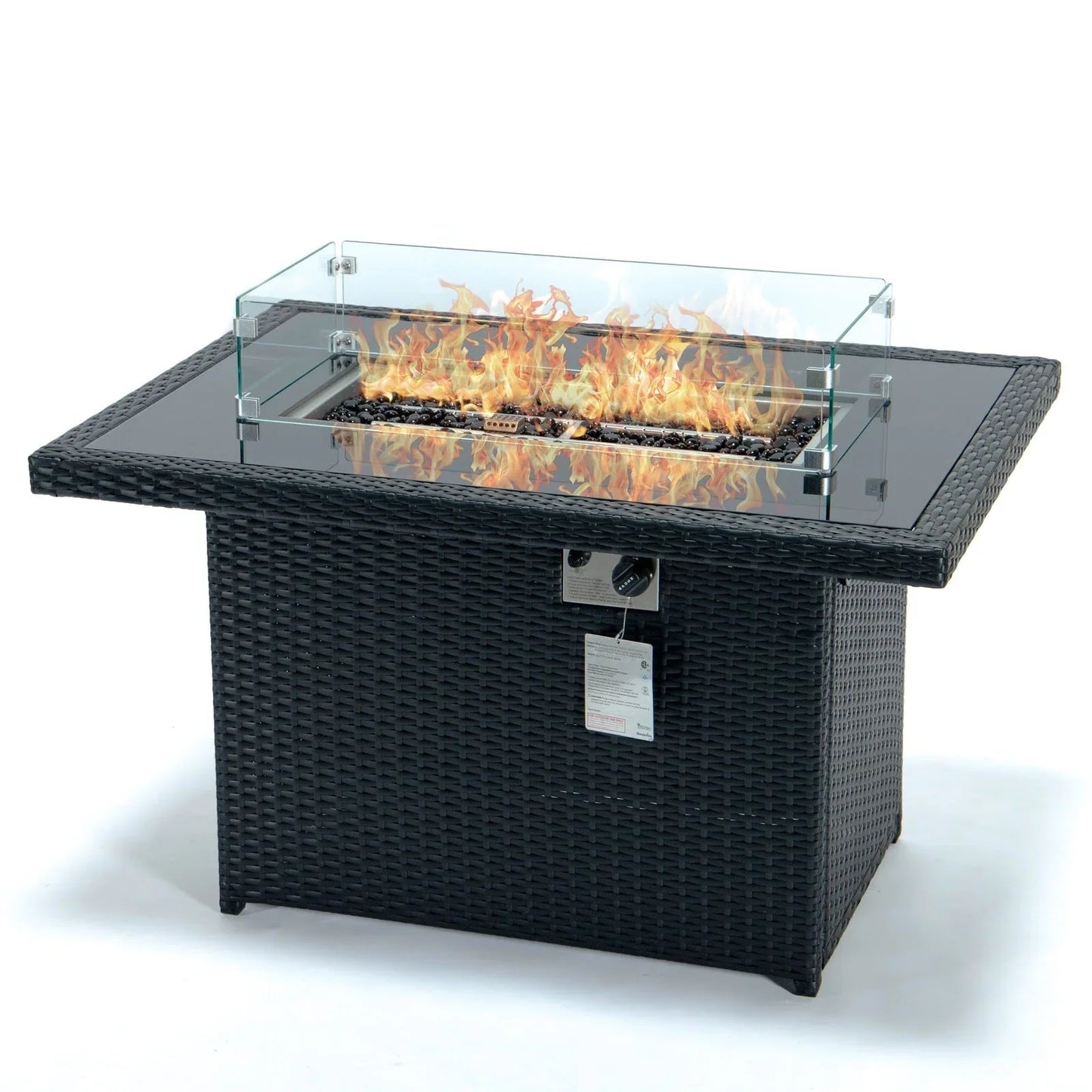Mace Patio Modern Wicker Propane Fire Pit Table - Elax Furniture