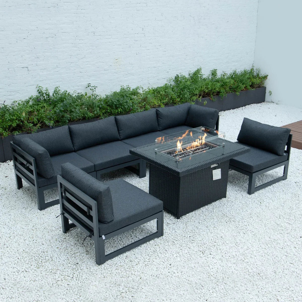 Mace Patio Modern Wicker Propane Fire Pit Table - Elax Furniture
