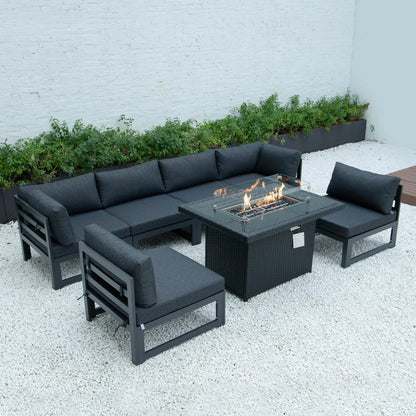 Mace Patio Modern Wicker Propane Fire Pit Table - Elax Furniture