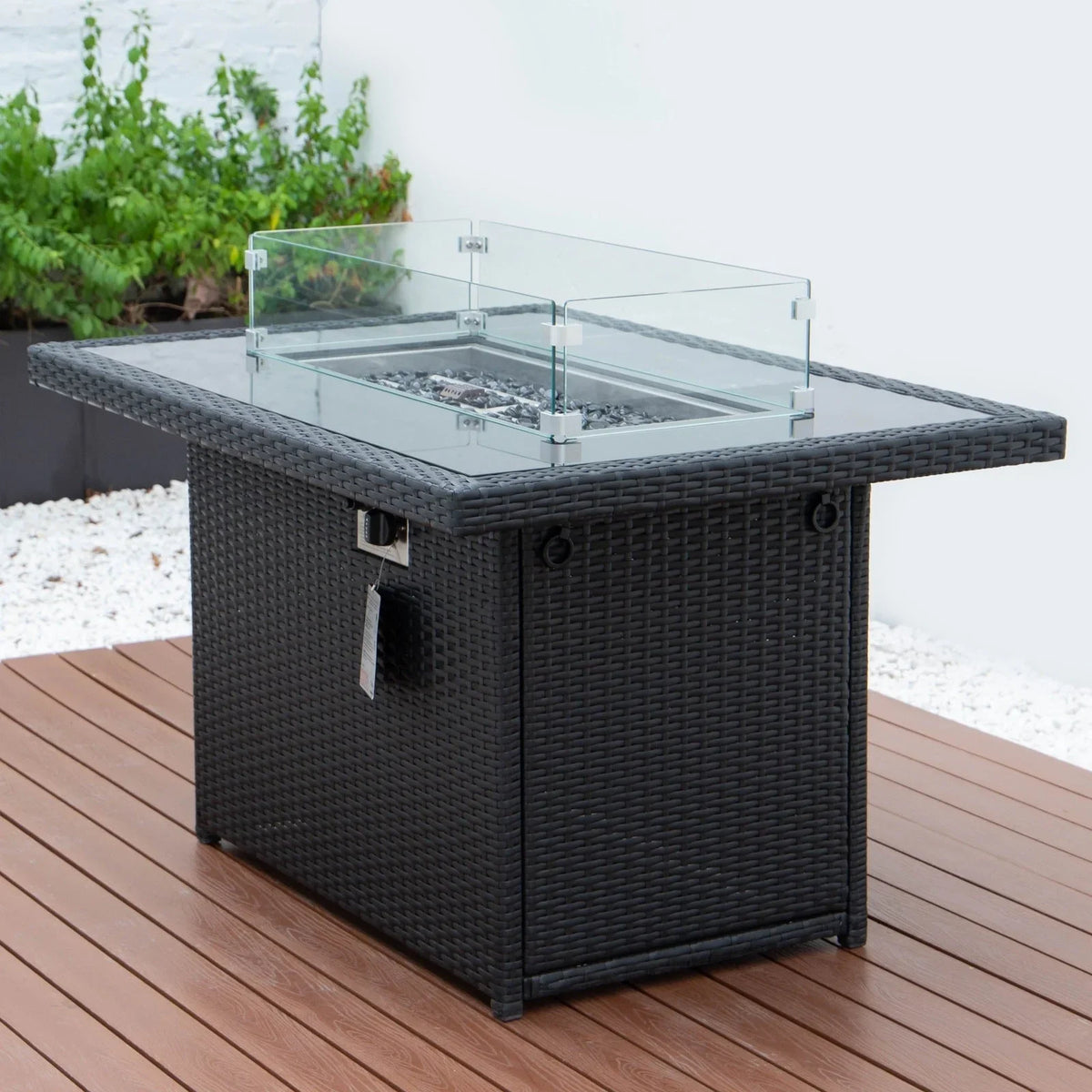 Mace Patio Modern Wicker Propane Fire Pit Table - Elax Furniture