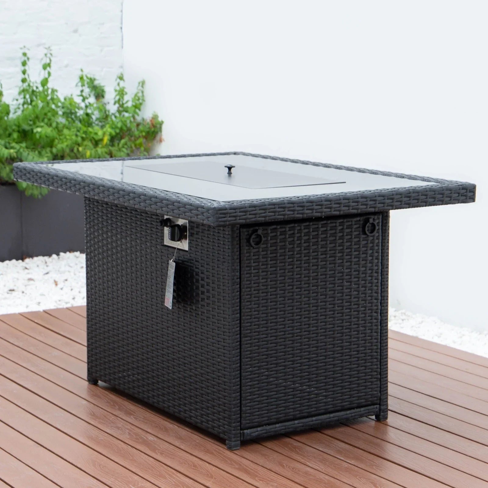 Mace Patio Modern Wicker Propane Fire Pit Table - Elax Furniture
