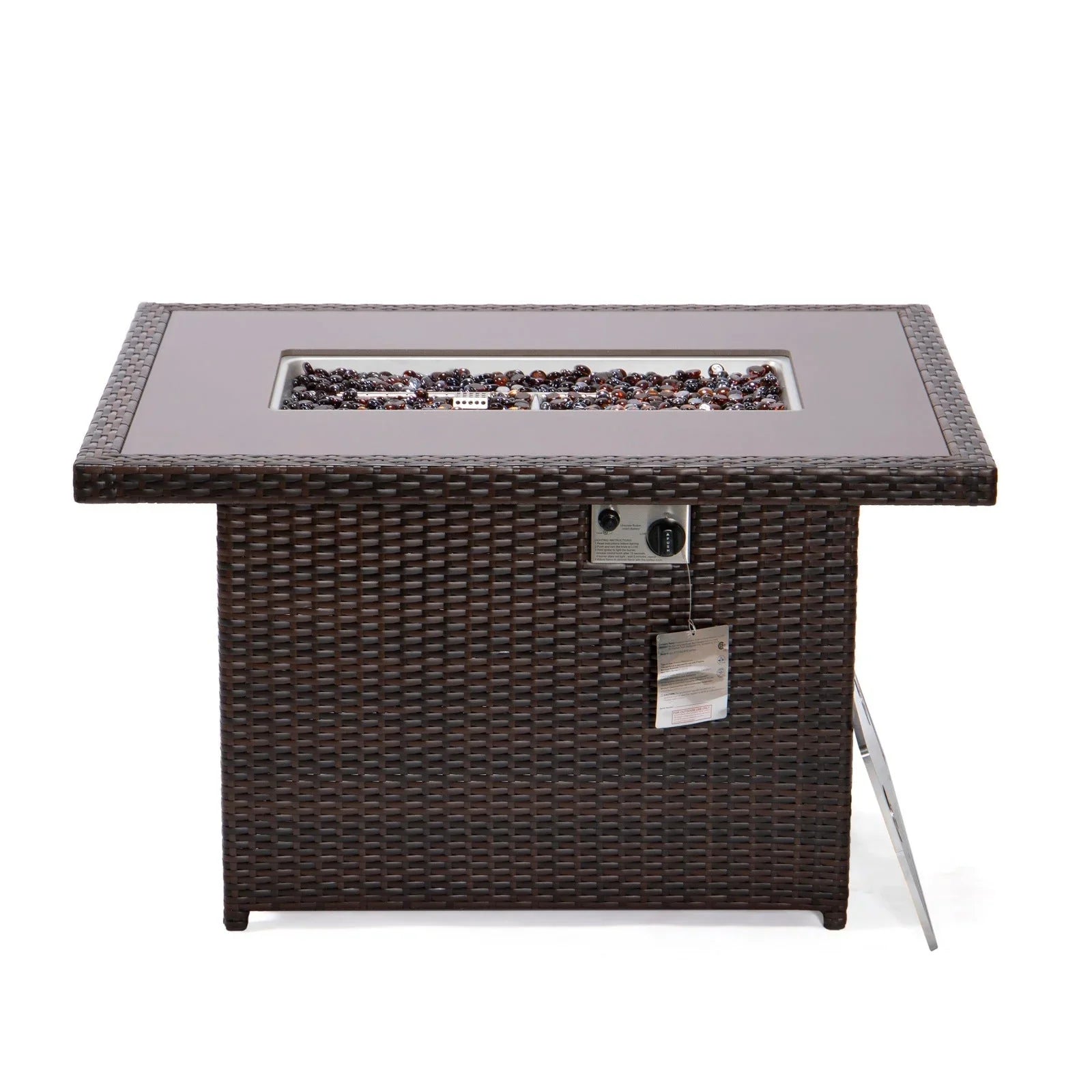 Mace Patio Modern Wicker Propane Fire Pit Table - Elax Furniture