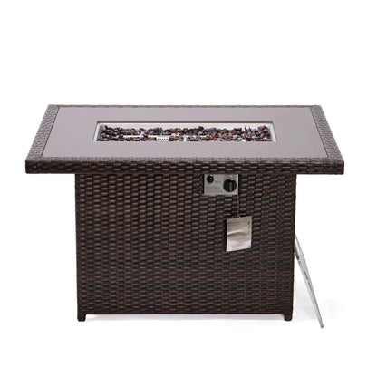 Mace Patio Modern Wicker Propane Fire Pit Table - Elax Furniture