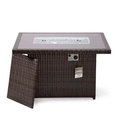 Mace Patio Modern Wicker Propane Fire Pit Table - Elax Furniture