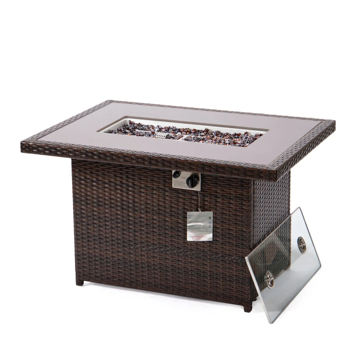 Mace Patio Modern Wicker Propane Fire Pit Table - Elax Furniture