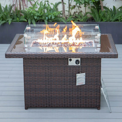 Mace Patio Modern Wicker Propane Fire Pit Table - Elax Furniture