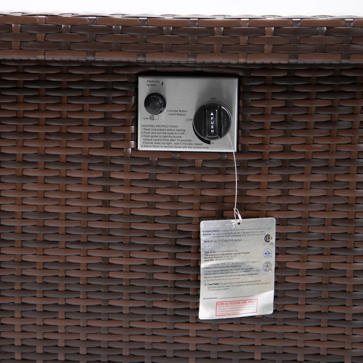 Mace Patio Modern Wicker Propane Fire Pit Table - Elax Furniture