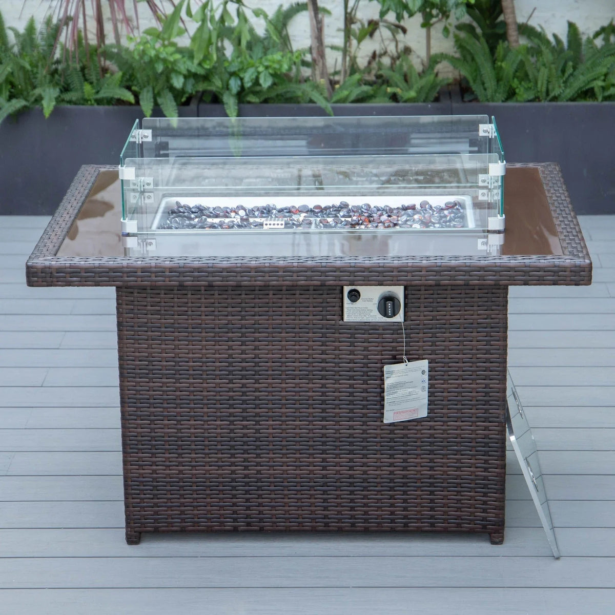 Mace Patio Modern Wicker Propane Fire Pit Table - Elax Furniture