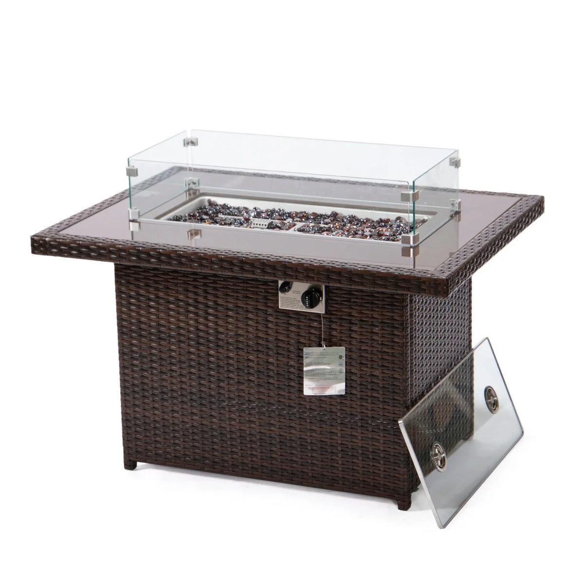 Mace Patio Modern Wicker Propane Fire Pit Table - Elax Furniture