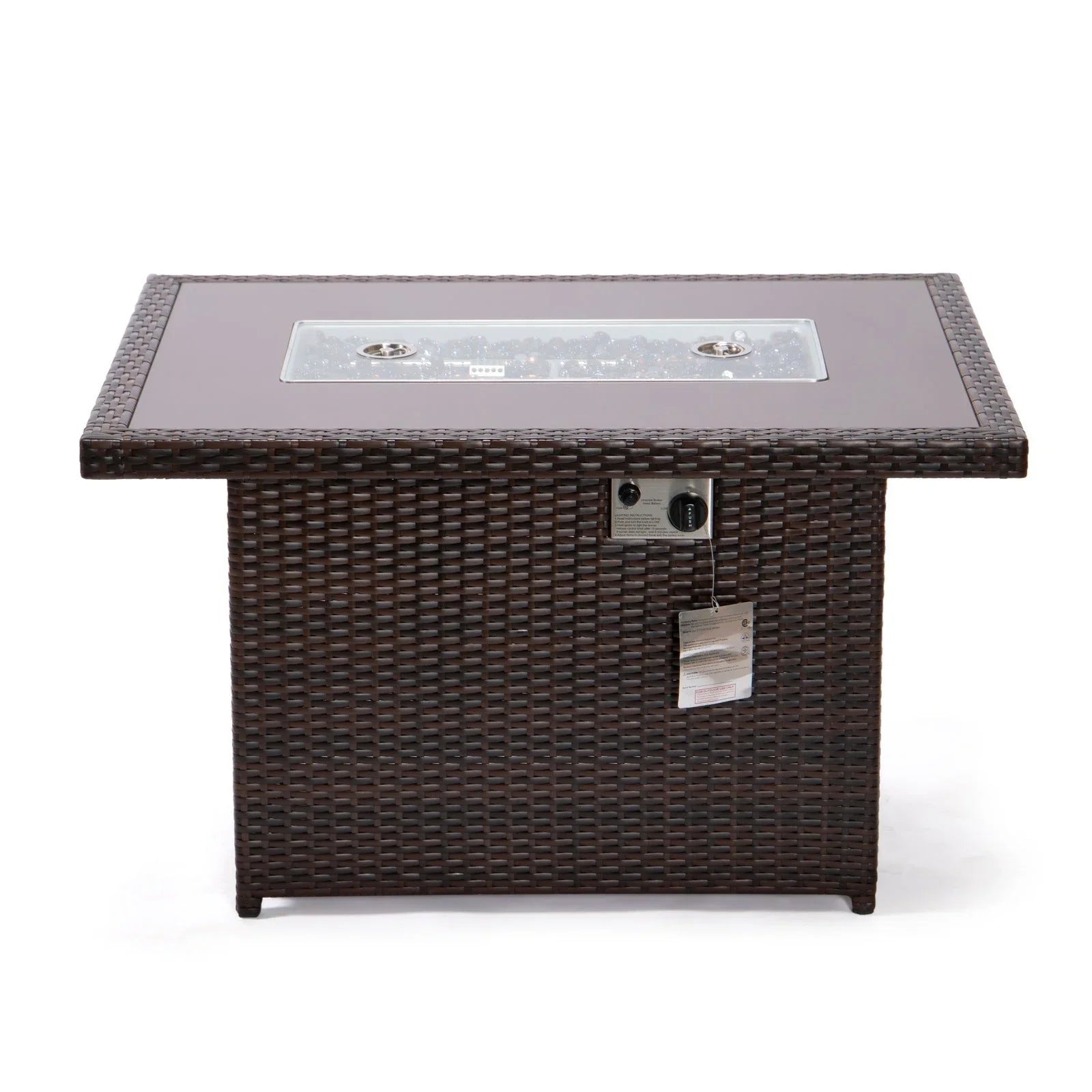 Mace Patio Modern Wicker Propane Fire Pit Table - Elax Furniture