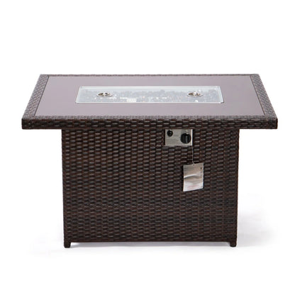 Mace Patio Modern Wicker Propane Fire Pit Table - Elax Furniture