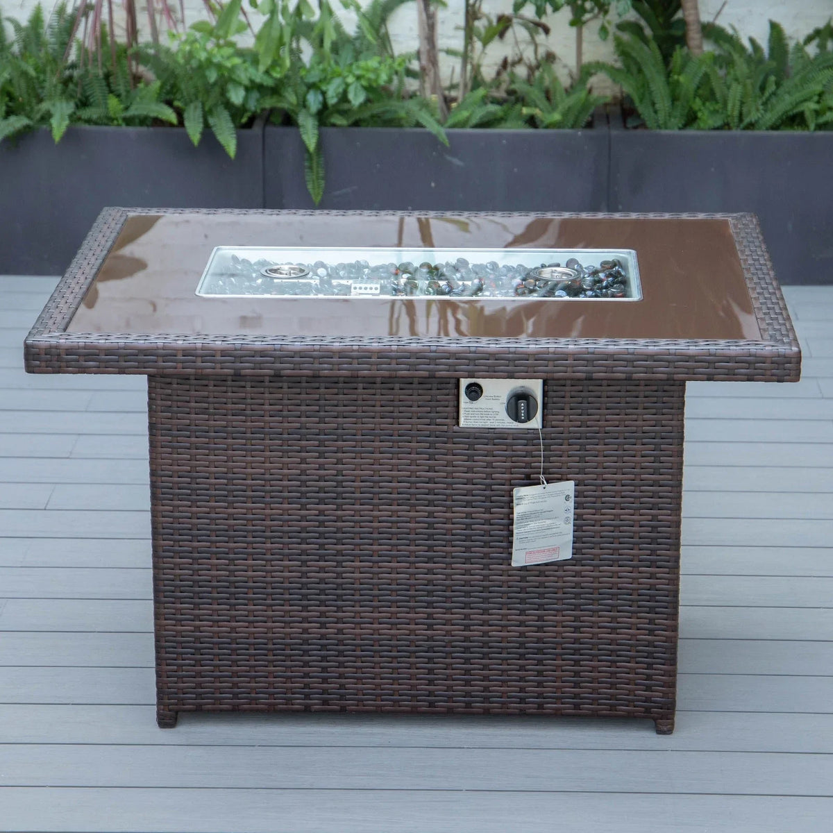 Mace Patio Modern Wicker Propane Fire Pit Table - Elax Furniture