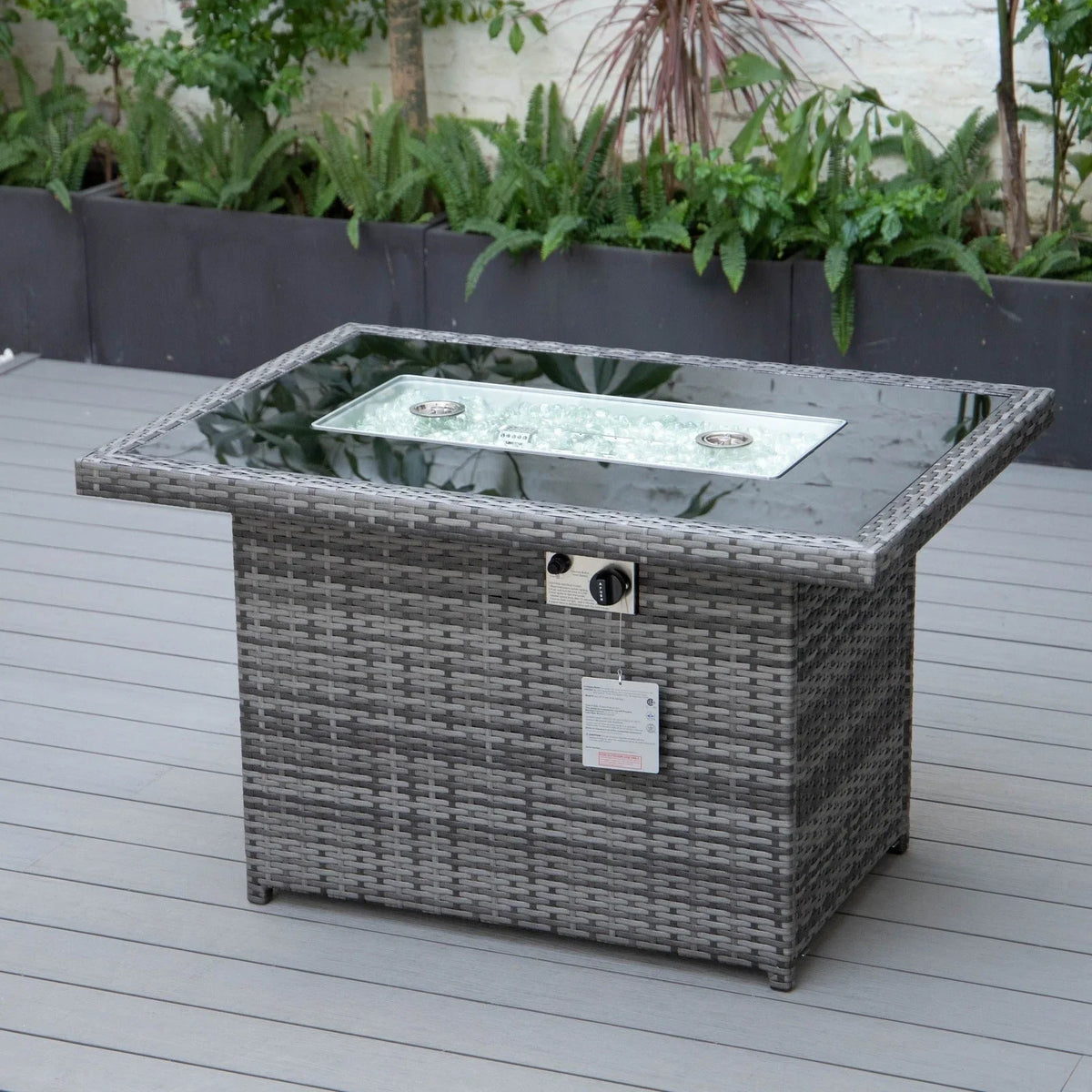 Mace Patio Modern Wicker Propane Fire Pit Table - Elax Furniture