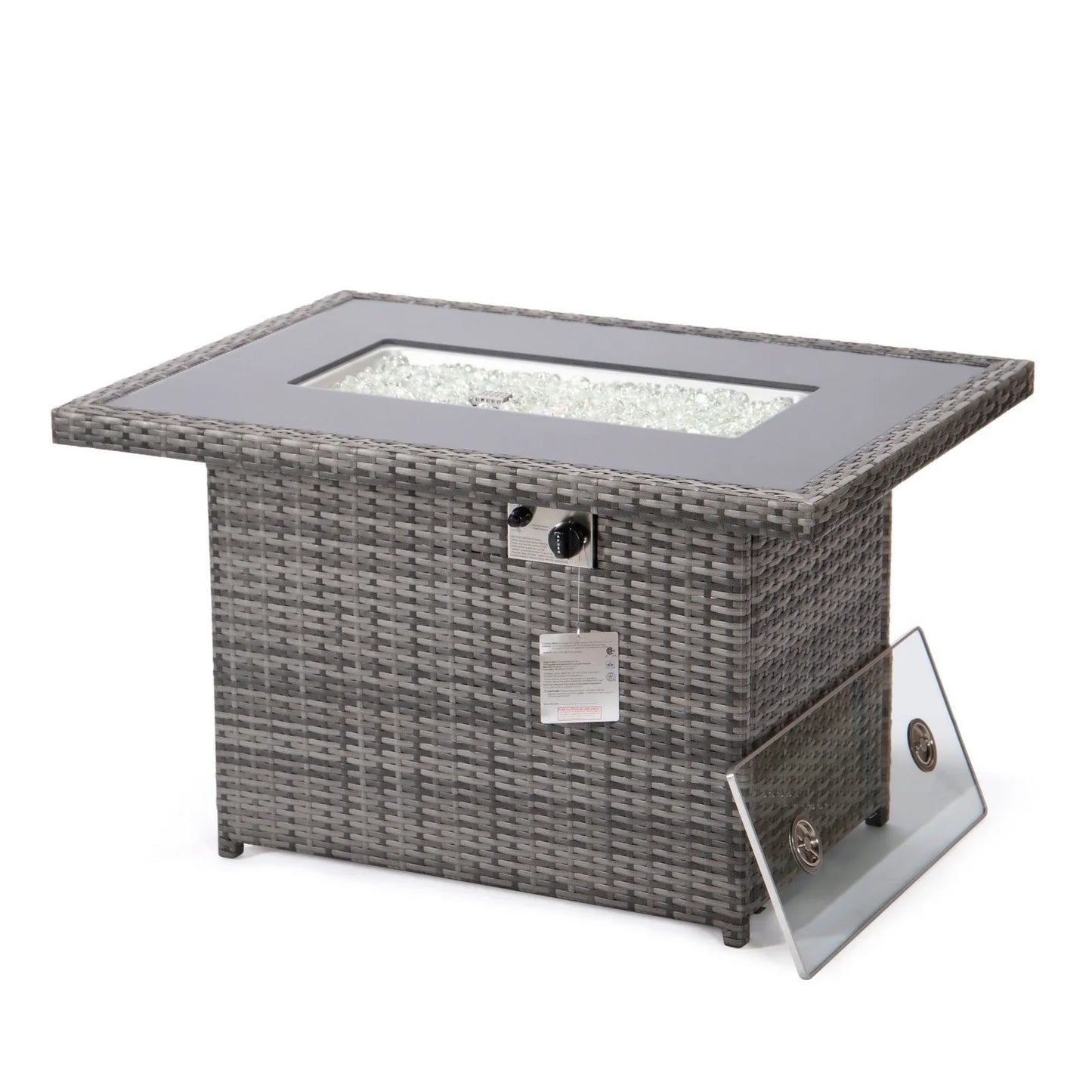 Mace Patio Modern Wicker Propane Fire Pit Table - Elax Furniture