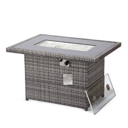 Mace Patio Modern Wicker Propane Fire Pit Table - Elax Furniture