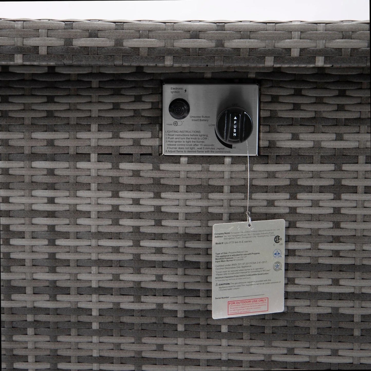 Mace Patio Modern Wicker Propane Fire Pit Table - Elax Furniture