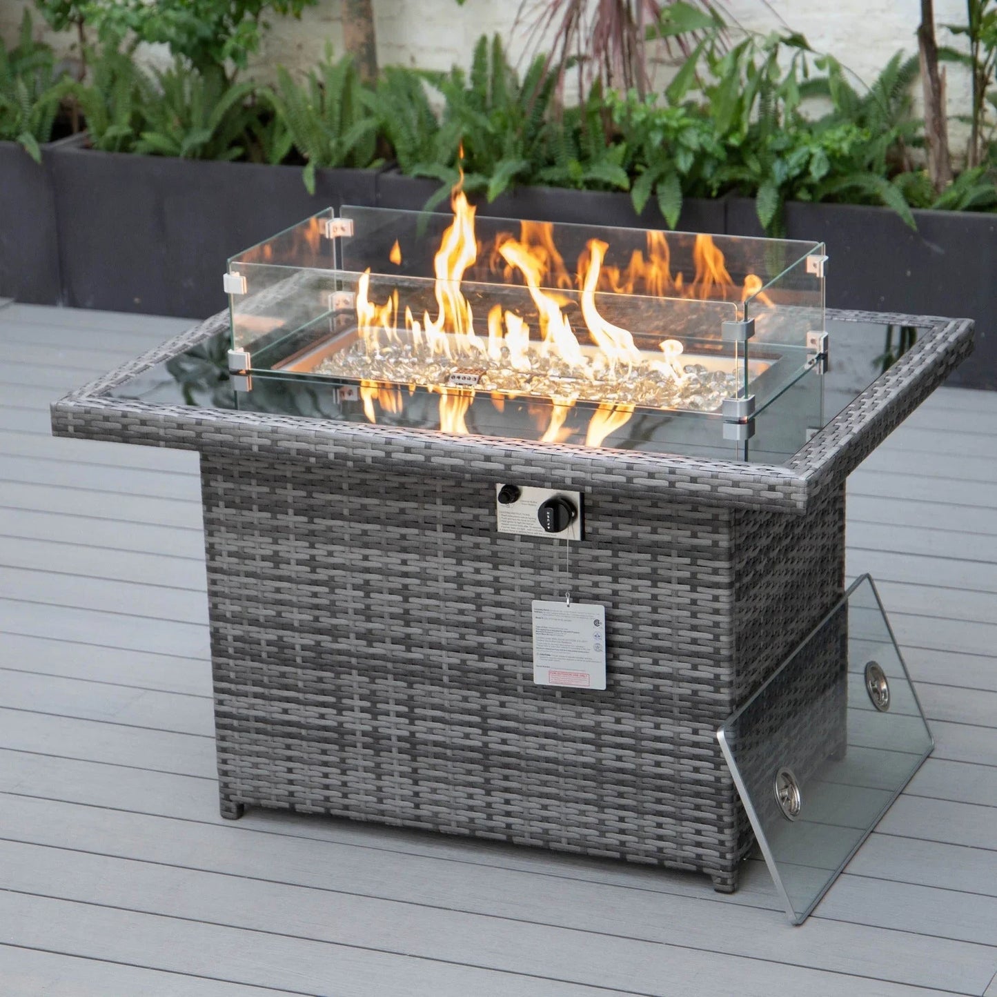 Mace Patio Modern Wicker Propane Fire Pit Table - Elax Furniture