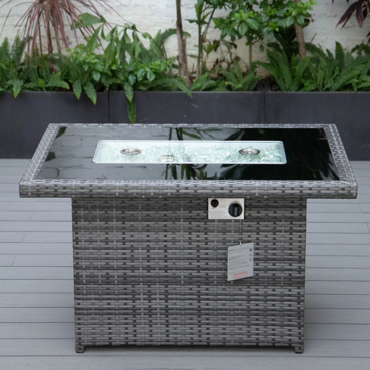 Mace Patio Modern Wicker Propane Fire Pit Table - Elax Furniture