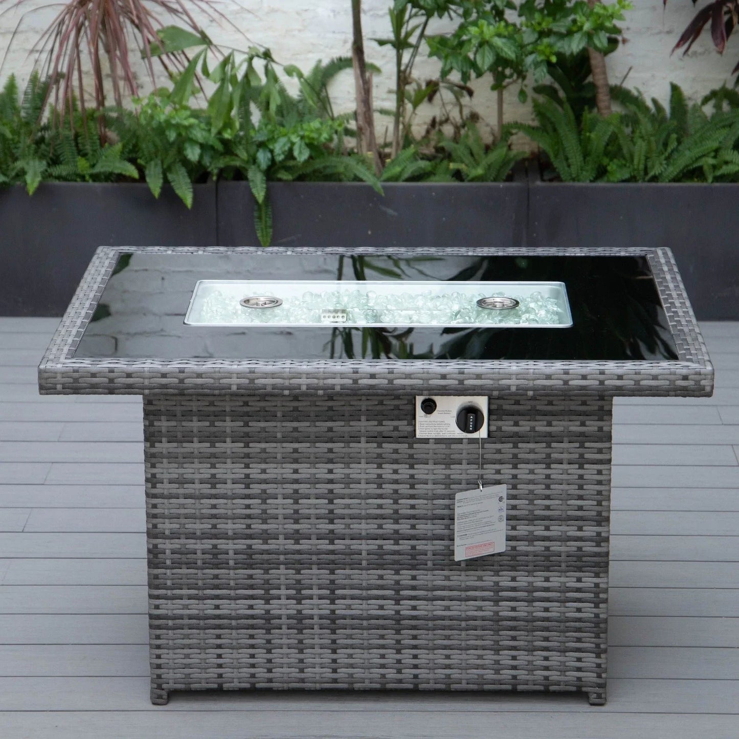 Mace Patio Modern Wicker Propane Fire Pit Table - Elax Furniture