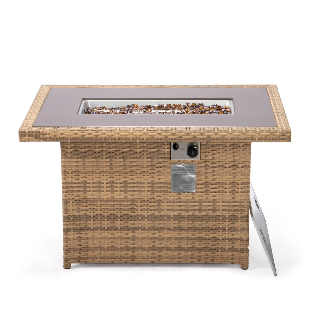 Mace Patio Modern Wicker Propane Fire Pit Table - Elax Furniture