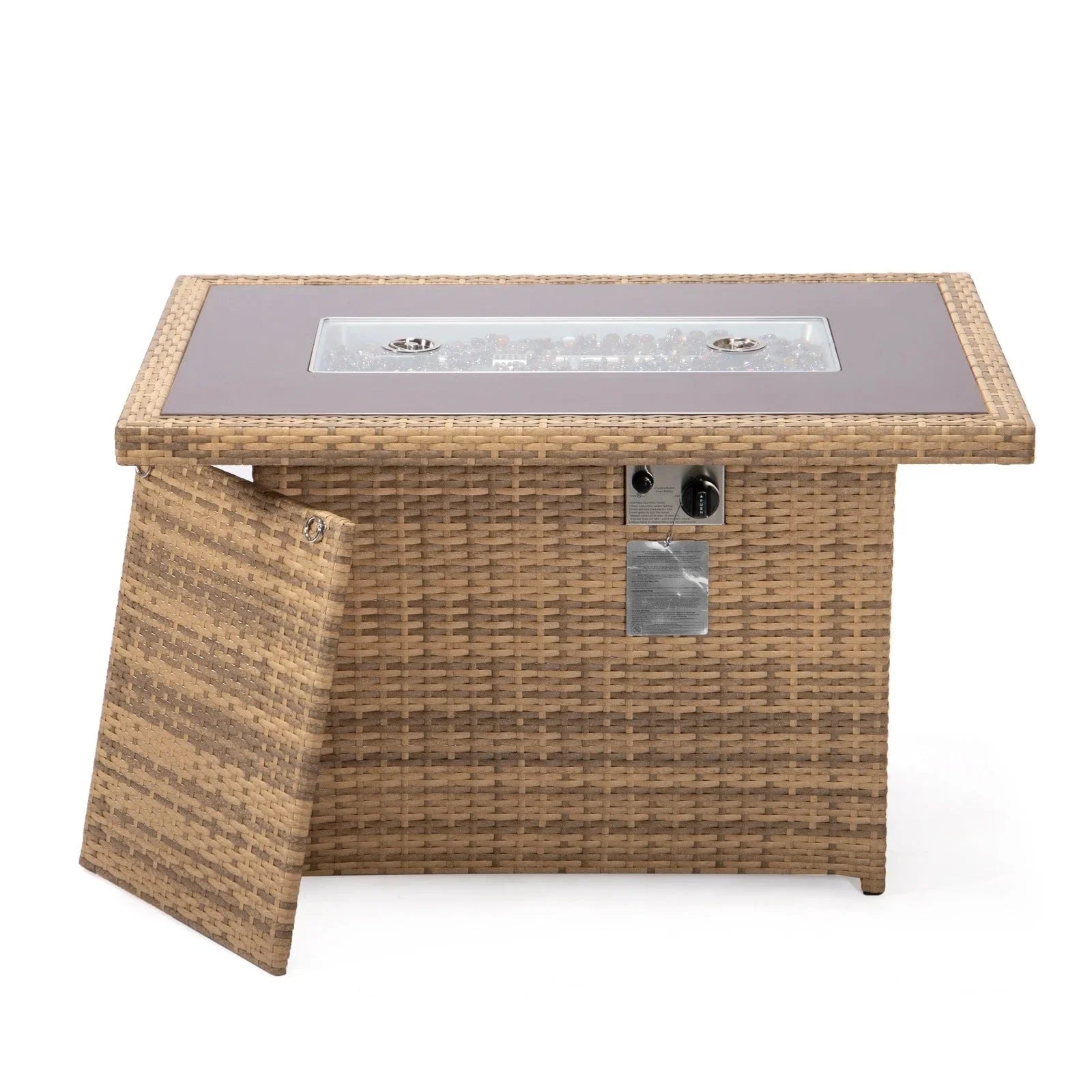 Mace Patio Modern Wicker Propane Fire Pit Table - Elax Furniture