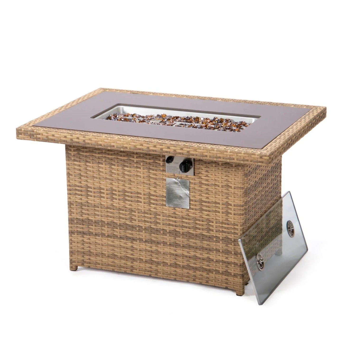 Mace Patio Modern Wicker Propane Fire Pit Table - Elax Furniture