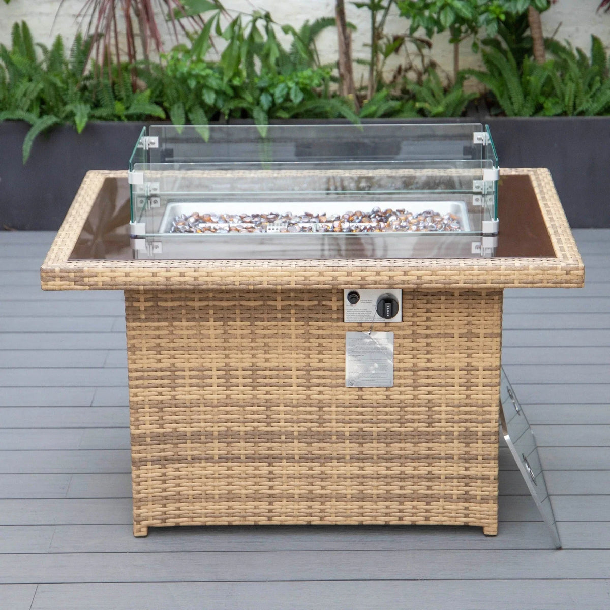 Mace Patio Modern Wicker Propane Fire Pit Table - Elax Furniture