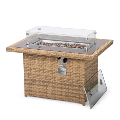 Mace Patio Modern Wicker Propane Fire Pit Table - Elax Furniture