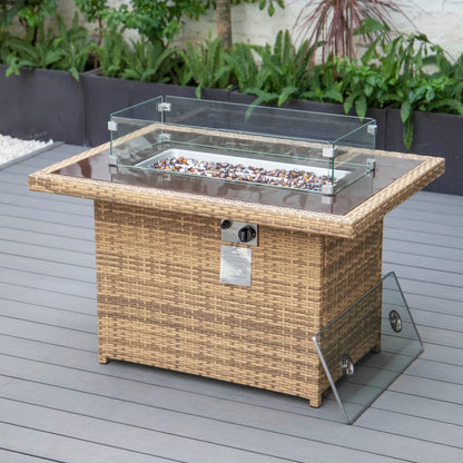 Mace Patio Modern Wicker Propane Fire Pit Table - Elax Furniture