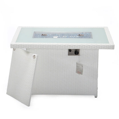 Mace Patio Modern Wicker Propane Fire Pit Table - Elax Furniture