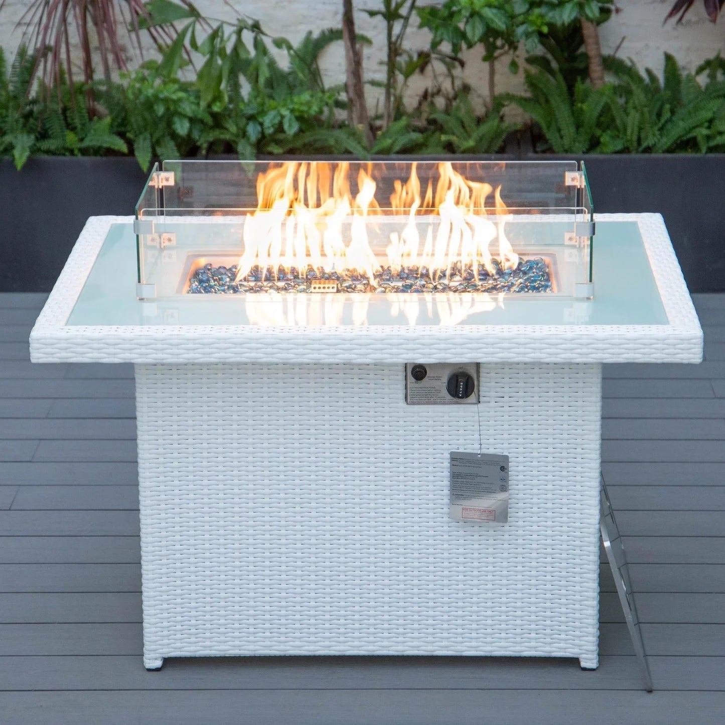 Mace Patio Modern Wicker Propane Fire Pit Table - Elax Furniture