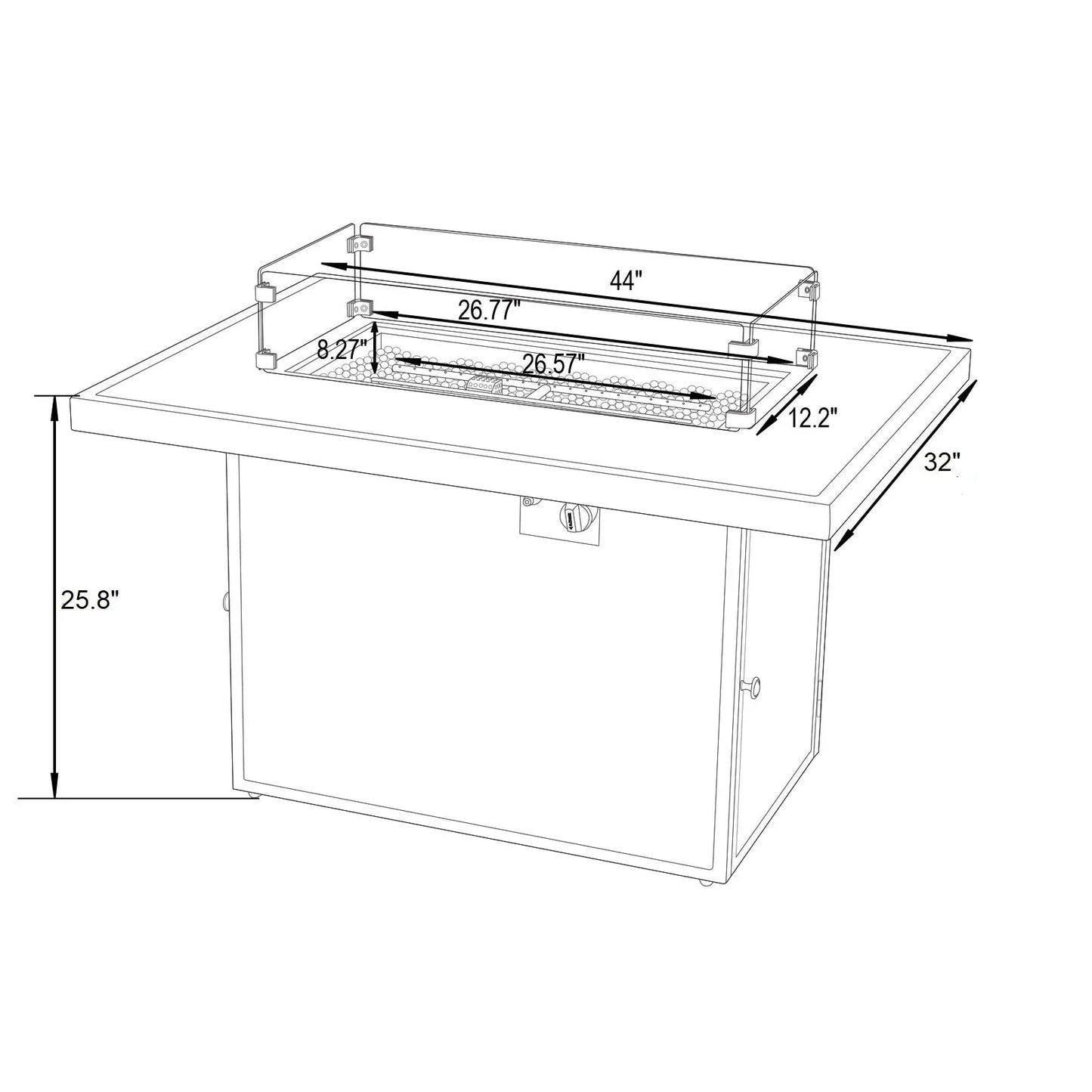 Mace Patio Modern Wicker Propane Fire Pit Table - Elax Furniture