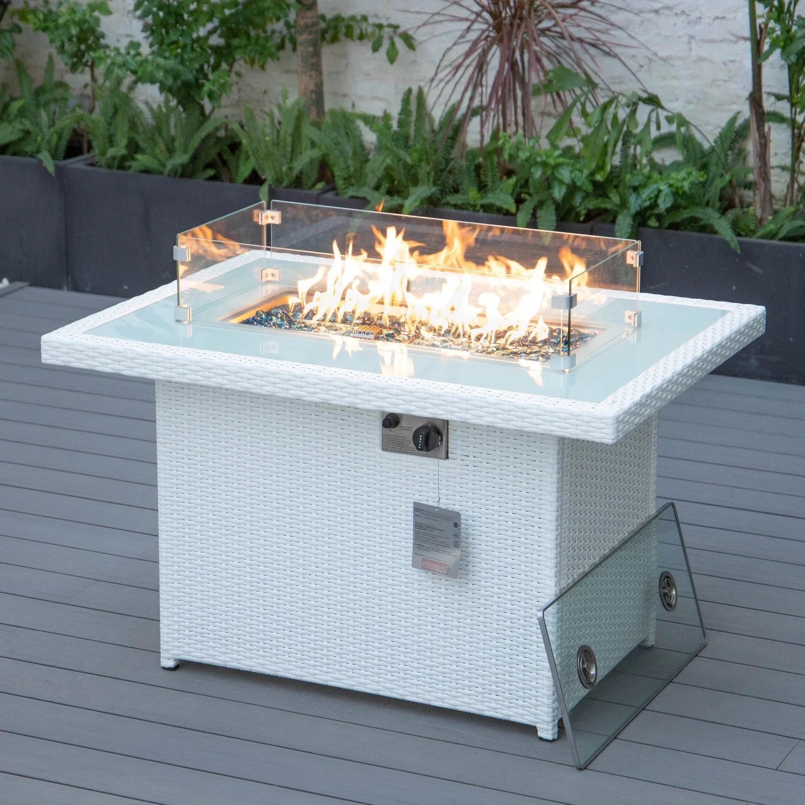 Mace Patio Modern Wicker Propane Fire Pit Table - Elax Furniture