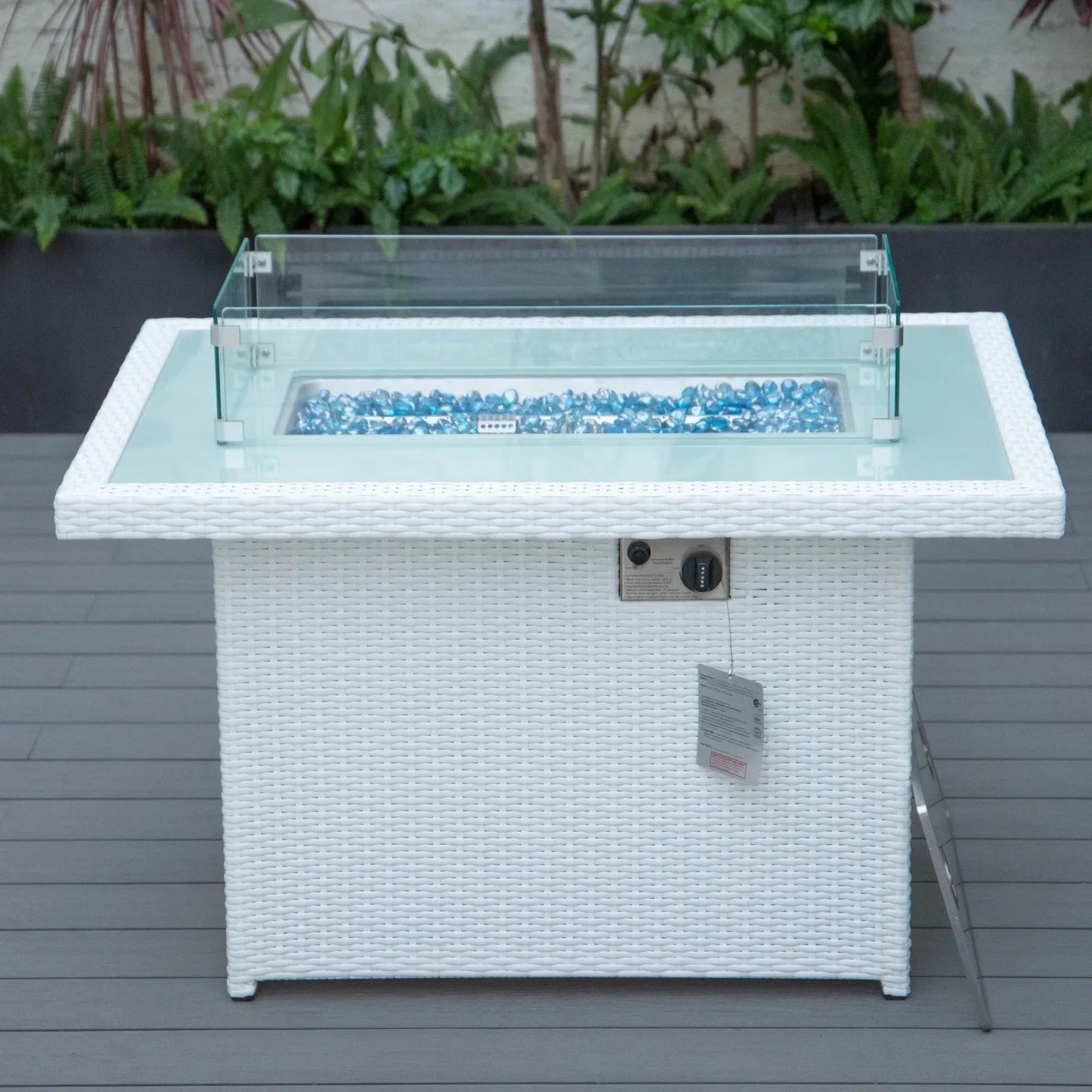 Mace Patio Modern Wicker Propane Fire Pit Table - Elax Furniture