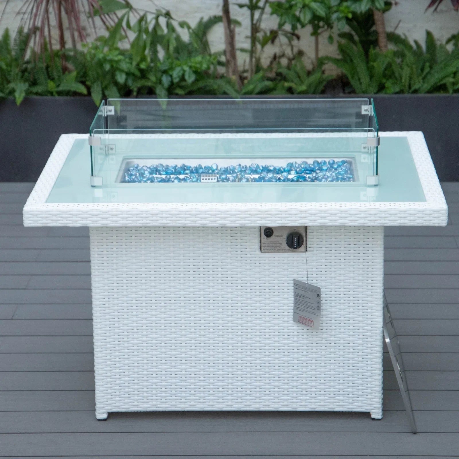 Mace Patio Modern Wicker Propane Fire Pit Table - Elax Furniture