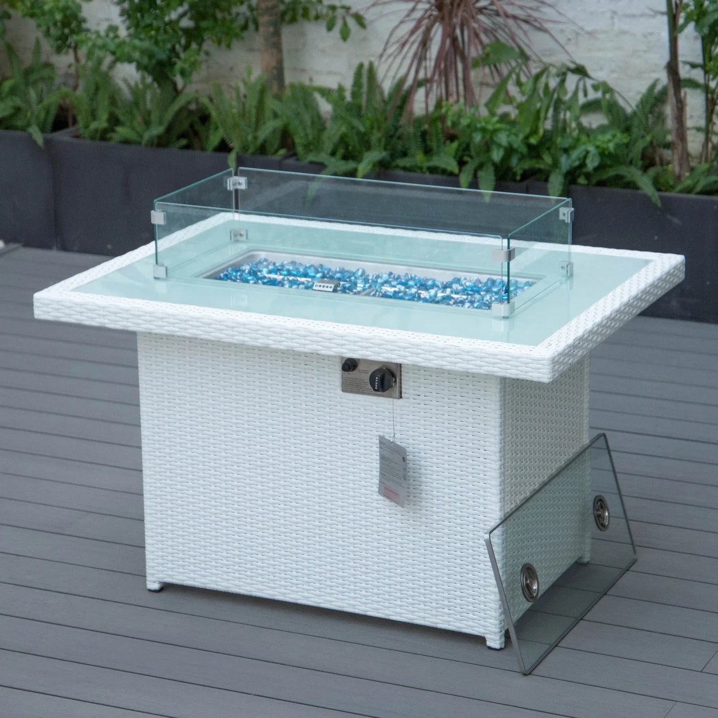 Mace Patio Modern Wicker Propane Fire Pit Table - Elax Furniture