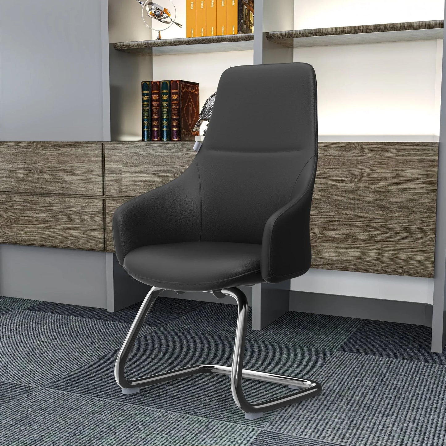 Celeste Leather Conference Office Chair with Upholstered Seat and Armrest - Elax Furniture