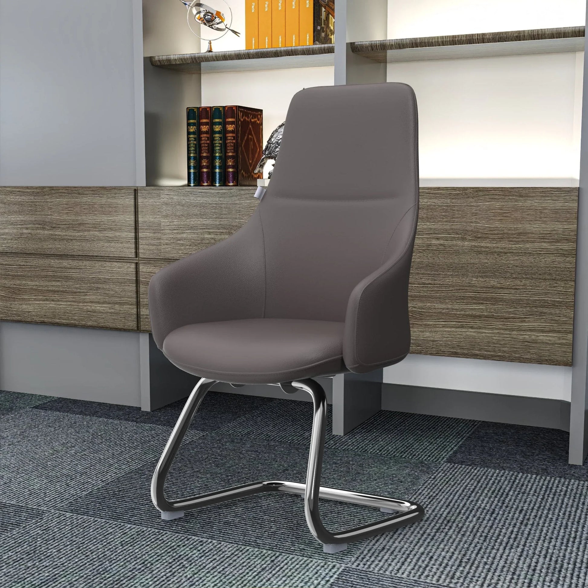 Celeste Leather Conference Office Chair with Upholstered Seat and Armrest - Elax Furniture
