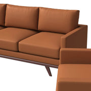 Chester 3-Piece Leather Living Room Sofa Set with Birch Wood Base Cognac Tan Sofa Set Leisuremod
