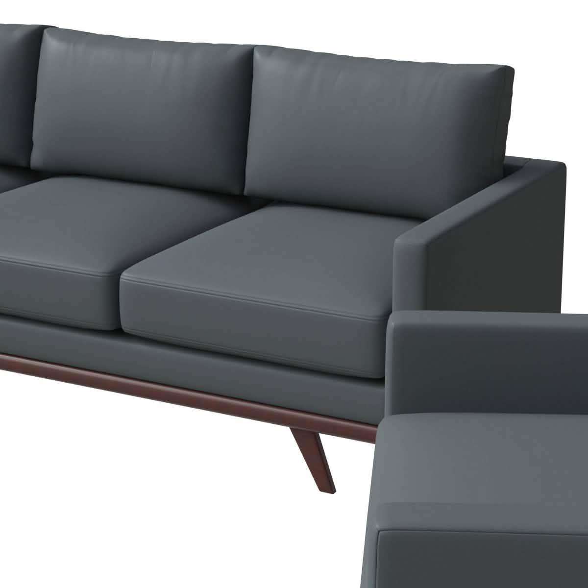 Chester 3-Piece Leather Living Room Sofa Set with Birch Wood Base Grey Sofa Set Leisuremod