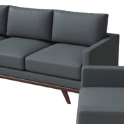 Chester 3-Piece Leather Living Room Sofa Set with Birch Wood Base Grey Sofa Set Leisuremod