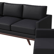 Chester 3-Piece Leather Living Room Sofa Set with Birch Wood Base Black Sofa Set Leisuremod