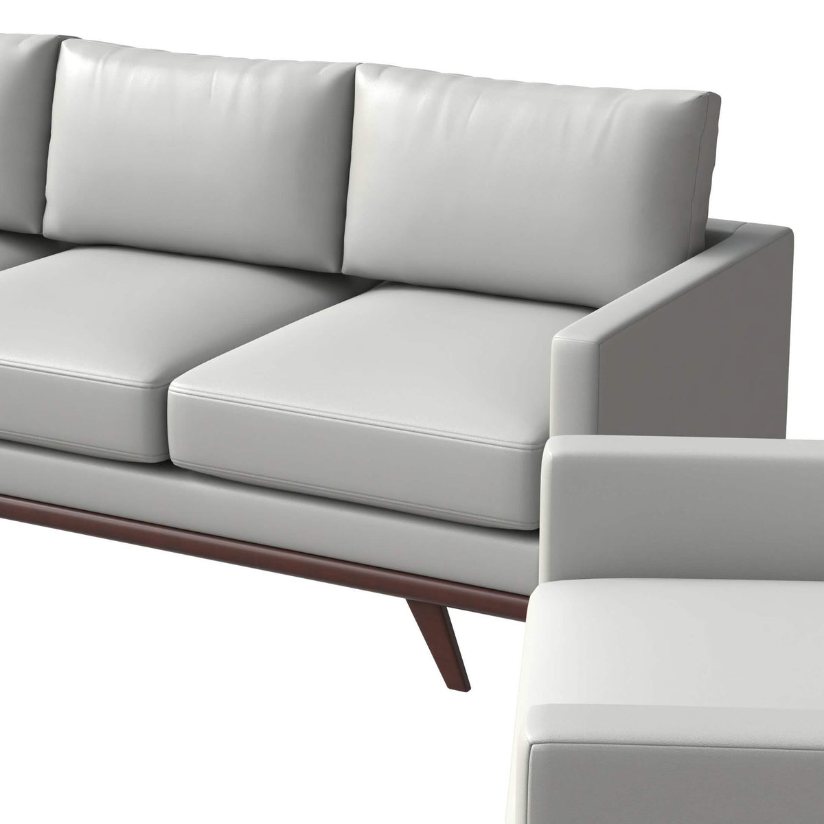 Chester 3-Piece Leather Living Room Sofa Set with Birch Wood Base White Sofa Set Leisuremod